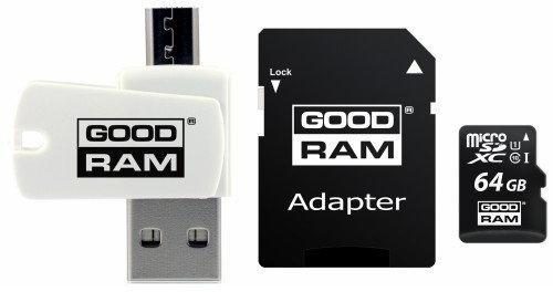 Goodram microSDHC + adaptér + OTG čítačka 64GB class10 pamäťová karta