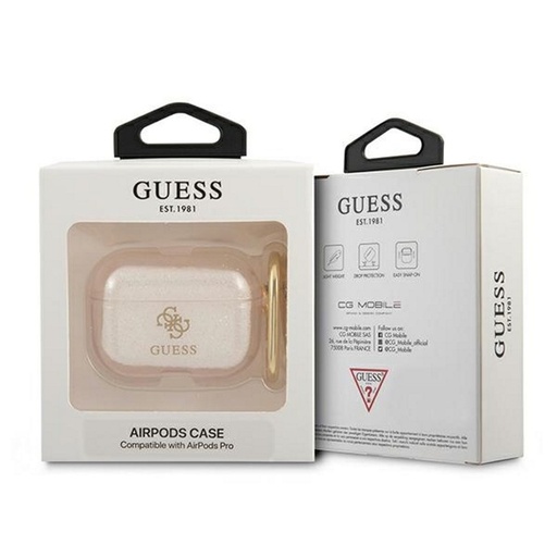 AirPods Pro Guess 4G TPU Glitter puzdro (Zlatý) - GUAPUCG4GD