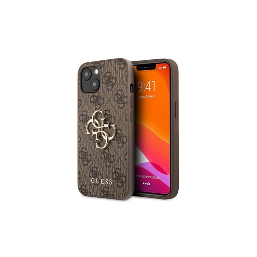Apple iPhone 13 Pro Max GUESS PU 4G Metal Logo zadný kryt (Hnedý - GUHCP13X4GMGBR)