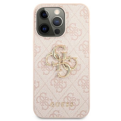 Apple iPhone 13 Pro Guess PU 4G Metal Logo puzdro (Ružový) - GUHCP13L4GMGPI