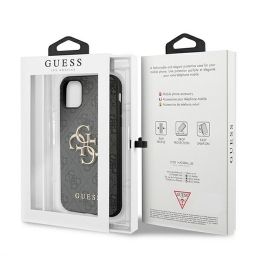 Apple iPhone 13 mini Guess PU 4G Metal Logo puzdro (Sivý) - GUHCP13S4GMGGR