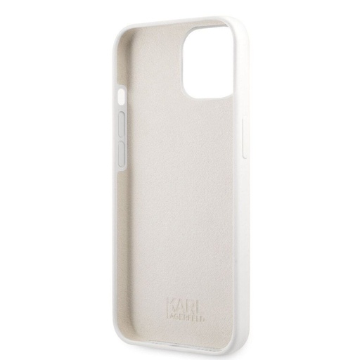Apple iPhone 13 Pro Karl Lagerfeld & Choupette tekutý silikónové puzdro (Biely) – KLHCP13LSSKCW