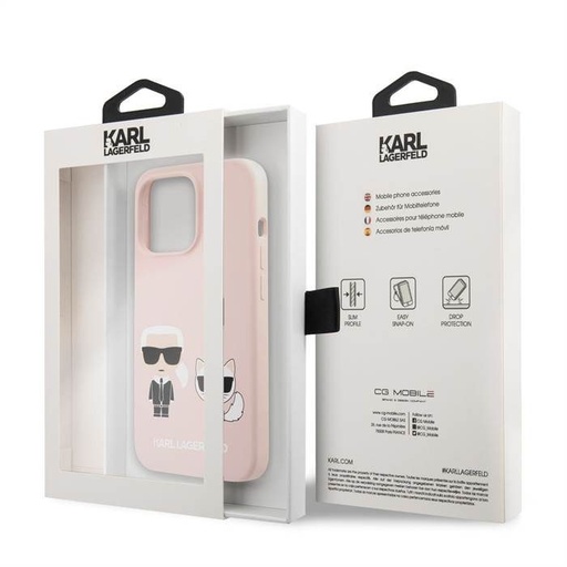 Apple iPhone 13 Pro Karl Lagerfeld Karl and Choupette Liquid Silicone puzdro (Ružový - KLHCP13LSSKCI)