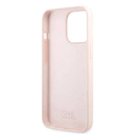 Apple iPhone 13 Karl Lagerfeld Liquid Silicone Karl Head puzdro (Svetlý ružový) – KLHCP13MSLKHLP