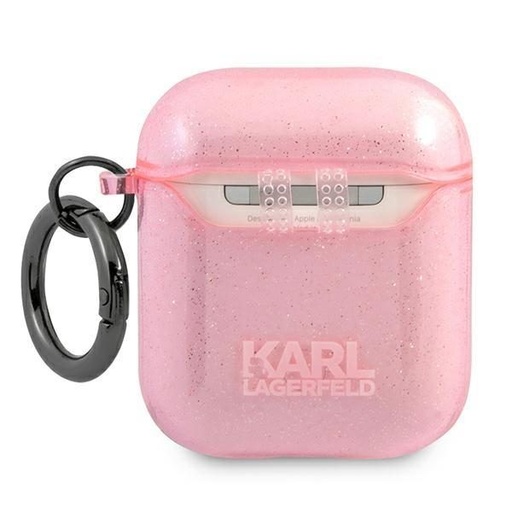 Apple AirPods 1/2 Karl Lagerfeld Choupette Glitter puzdro (Ružový) – KLA2UCHGP