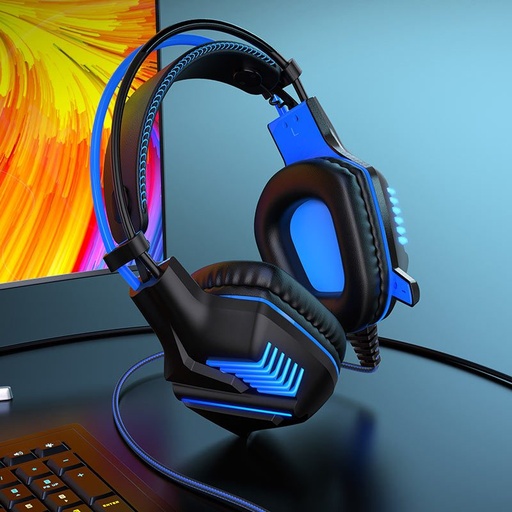 Borofone BO101 gamer slúchadlá,s mikrofónom, USB-A+USB-A+ 3.5mm s konektorom, led so svetlom, modrý