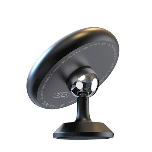 XO CX009 magnetický do auta držiak na telefón, na palubnú dosku lepiaci , bezdrôtový s nabíjaním (max 15W), čierny