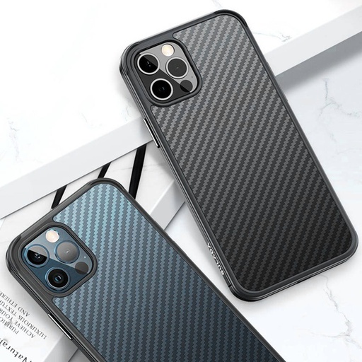 Apple iPhone 12/12 Pro Sulada carbon fiber zadný kryt (Čierny)