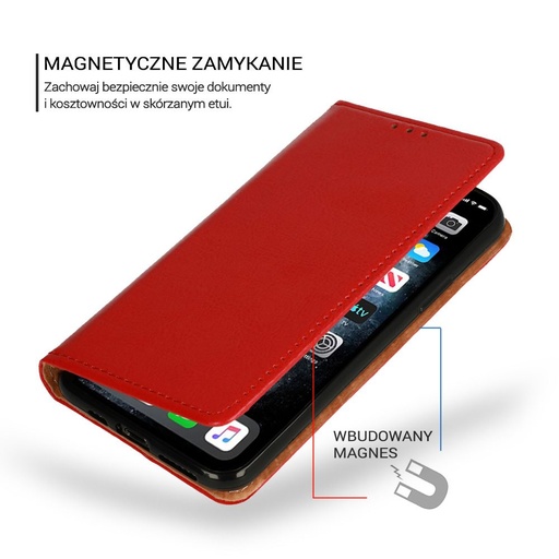 Samsung Galaxy S22 Ultra originálny koža knižkové puzdro (Červený)