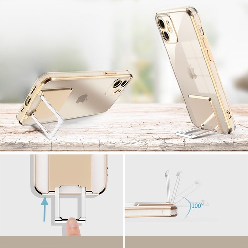 Apple iPhone 7/8/SE 2020/SE 2022 luxury so stojanom zadný kryt (Čierny)