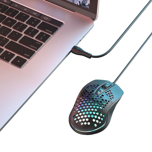 XO M4 drôtový myš (Čierny) – USB konektor, RGB, honeycomb prevedenie, gamer vyhotovenie