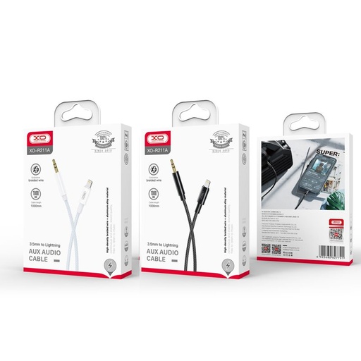 XO NB-R211A Lightning–3.5 mm audio kábel (Biely–Modrý)