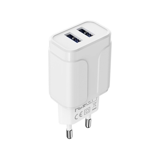 Borofone BA37A sieťový nabíjačka (2 USB port), 5V 2,4A, biely