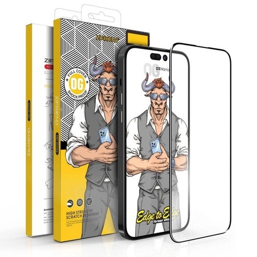 Apple iPhone 12 / iPhone 12 Pro OX Warrior Mr. Gentleman big arc odolný ochranné sklo Priehľadný Čierny Rám
