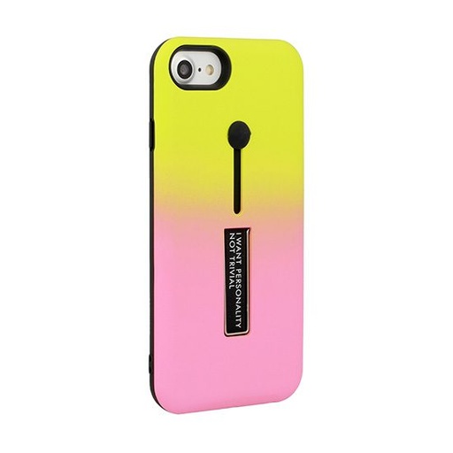 Apple iPhone 6/ 6S ring finger stand zadný kryt, žltý - ružový