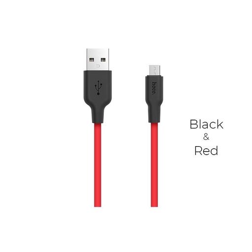 Hoco X21 microUSB kábel (odolný), 2A, silikónový, 1m, čierny/ červený