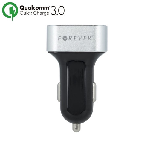 Forever do auta rýchlonabíjačka (2 USB port), QC 3.0,30W, strieborný/ čierny