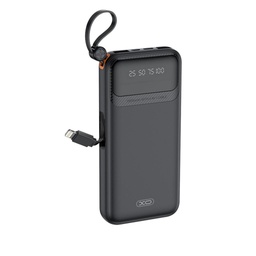 XO PR278 power bank 10000 mAh (Čierny) – digitálny displej, 4 vstavaný kábel (USB-A, USB-C, MicroUSB, Lightning)