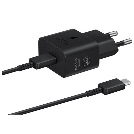Samsung USB-C sieťový rýchlonabíjačka 25W + USB-C kábel (Čierny)