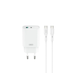 XO CE30 nástenný nabíjačka 30W 1x USB-A + 1x USB-C (Biely)
