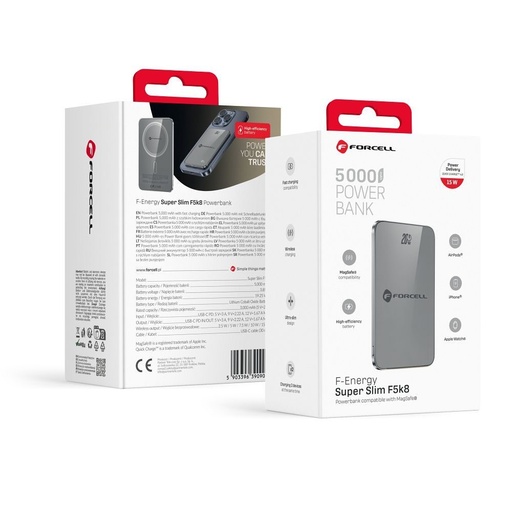 Forcell F-Energy SuperSlim F5K8 MagSafe power bank 15W 5000 mAh (Čierny)