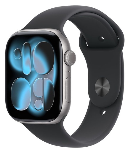 Apple Watch 11 42mm Aluminium Space Sivý with Čierny Sport Band M/L MEQX4