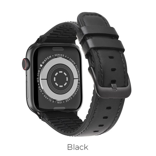Hoco Apple Watch Series1/2/3/4/5(42/44mm) WB18 Fenix kožený remienok, Čierny