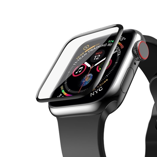Apple Watch Series1/2/3/4/5(38/40mm) ochranná fólia sklo, priehľadný (čierny rám)
