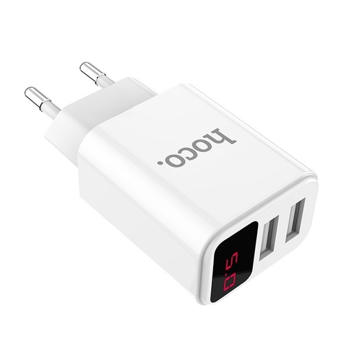 Hoco C63A sieťový nabíjačka (2 USB port), 5V 2,1A, LED indikátor stavu, biely