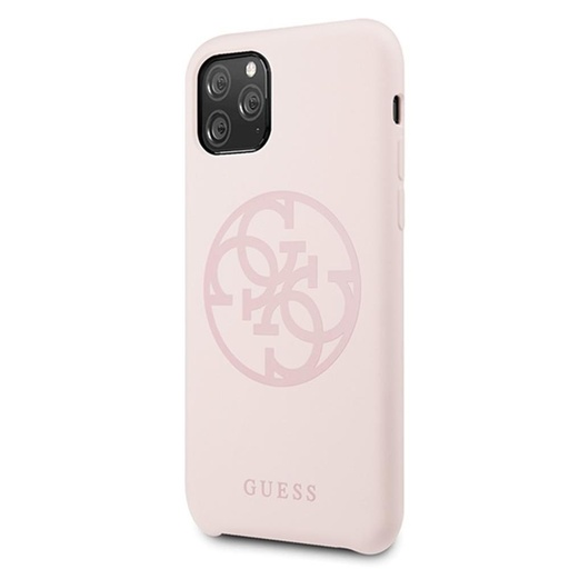 Apple iPhone 11 Pro Guess Silicone 4G Tone On Tone puzdro (Svetlý ružový) - GUHCN58LS4GLP