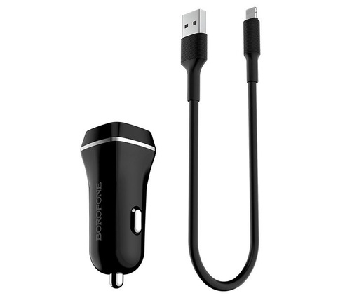 Borofone BZ2 do auta nabíjačka (2 USB port, lightning kábel), 5V 2,4A, čierny