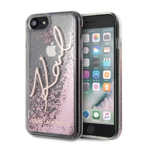 Apple iPhone 7 / iPhone 8 / iPhone SE 2020 / iPhone SE 2022 Karl Lagerfeld signature prémiový zadný kryt (Pink-Arany - KLHCI8TRKS