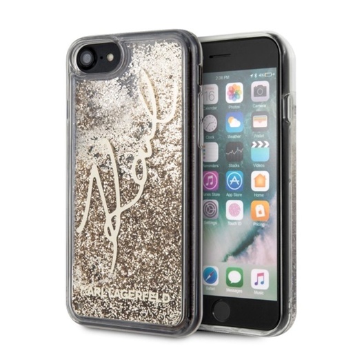 Apple iPhone 7 / iPhone 8 / iPhone SE 2020 / iPhone SE 2022 Karl Lagerfeld signature prémiový zadný kryt (Zlatý - KLHCI8TRKSGO)