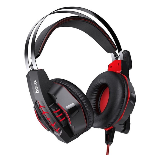 Hoco W102 slúchadlá, 2m, two-in-one audio adaptér, červený