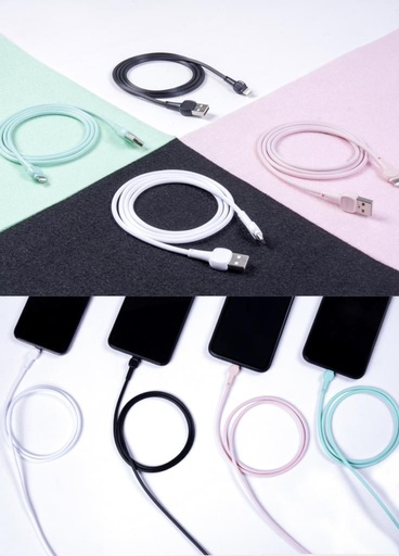 XO NB132 micro USB dátový kábel Macaron (Čierny) – spevnený koniec