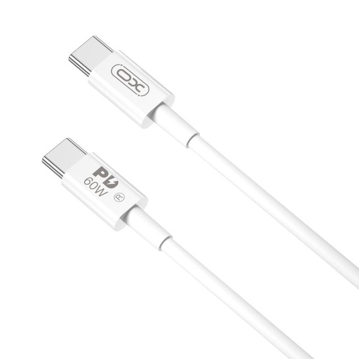XO NB-Q190B USB-C–USB-C dátový kábel (Biely) – 2 m, PD 60W
