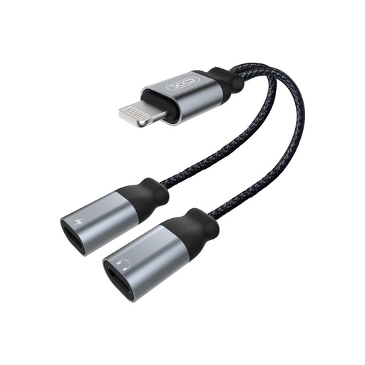 XO NBR160A Lightning audio adaptér (Čierny) – dvojitý Lightning konektor s mikrofónom