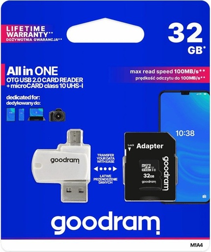 Goodram microSDHC + adaptér + OTG čítačka 32GB class10 pamäťová karta