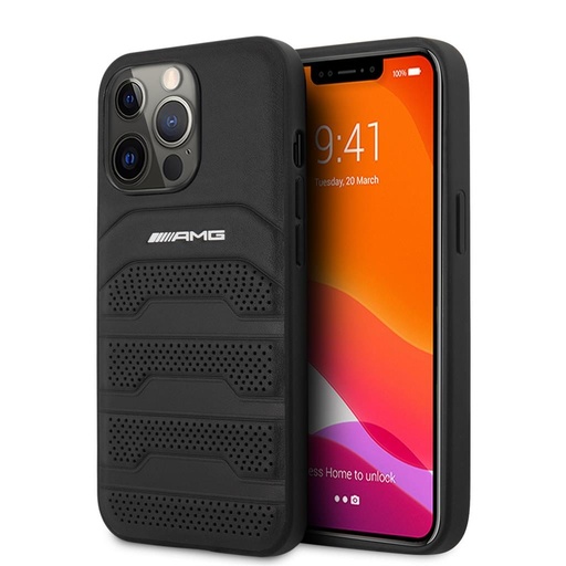 Apple iPhone 13 Pro AMG koža zadný kryt (Čierny) - AMHCP13LGSEBK