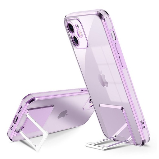 Apple iPhone 7/8/SE 2020/SE 2022 luxury so stojanom zadný kryt (Fialový)