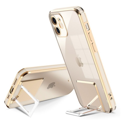 Apple iPhone 7/8/SE 2020/SE 2022 luxury so stojanom zadný kryt (Zlatý)