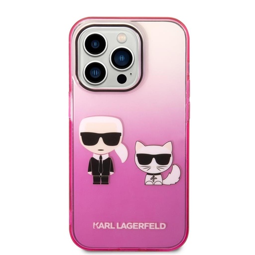 Apple iPhone 14 Pro Karl Lagerfeld Gradient Karl and Choupette puzdro (Ružový) – KLHCP14LTGKCP