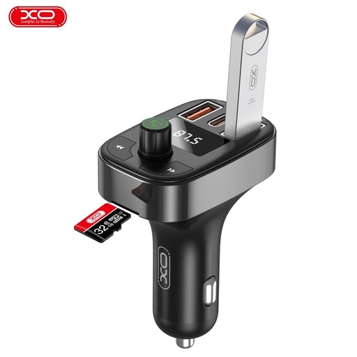 XO BCC06 FM transmitter USB-C 25W+USB-A 25W=50W MP3+TF card, čierny
