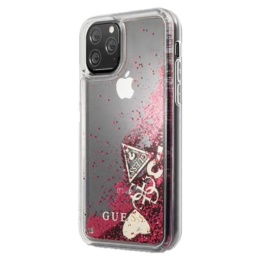 Apple iPhone 11 Pro Guess Glitter Hearts puzdro (Malinový) - GUHCN58GLHFLRA
