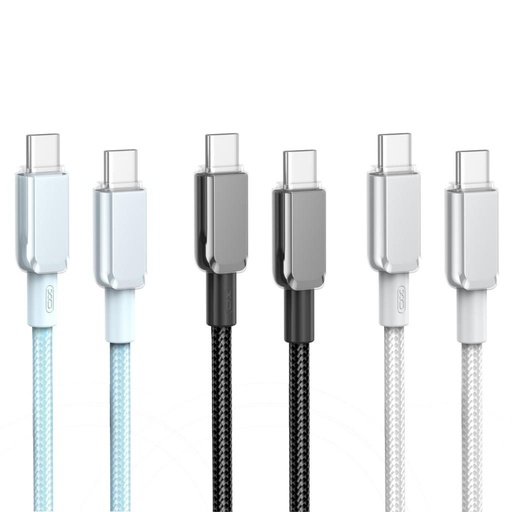 XO NB-Q250B USB-C–USB-C dátový kábel (Čierny) – 60W, lesklý PVC kryt
